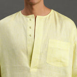Lime Yellow Linen Short Kurta - BYB PREMIUM