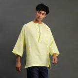 Lime Yellow Linen Short Kurta - BYB PREMIUM
