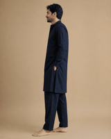 Men’s Navy Blue Linen Kurta Pajama Set – Classic Ethnic Wear - BYB PREMIUM