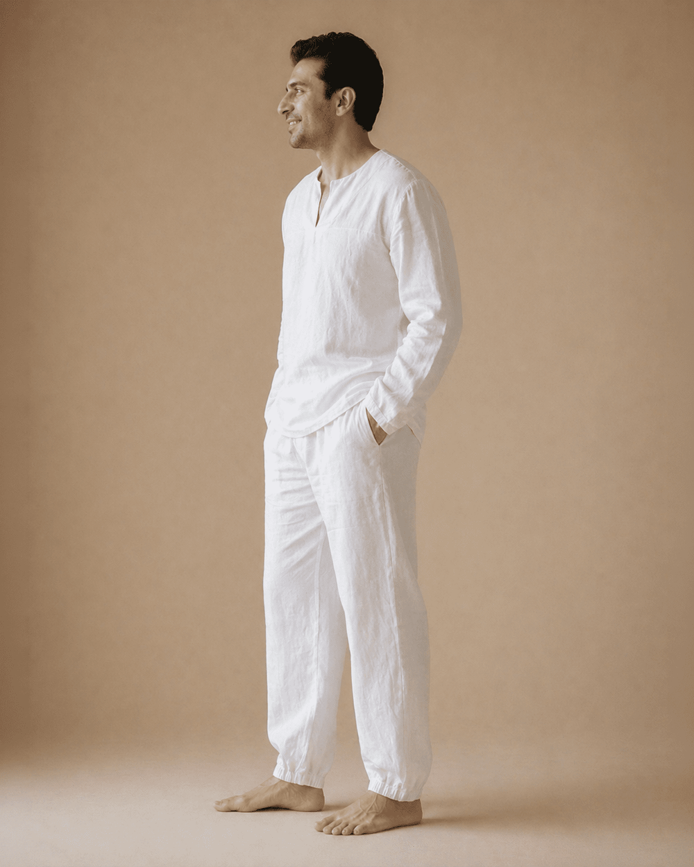 Men's Off-White Linen Co-ord Set – Premium Linen Outfit for Men