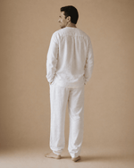 Load image into Gallery viewer, Men’s Off-White Linen Co-ord Set – V-Neck Kurta Top &amp; Pants - BYB PREMIUM
