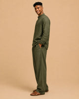 Men's Olive Linen Lounge Set – Premium Relaxed Fit Linen Co-ord Set for Men