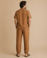 Men's Rust Brown Linen Co-ord Set – Relaxed Fit Linen Clothing for Men