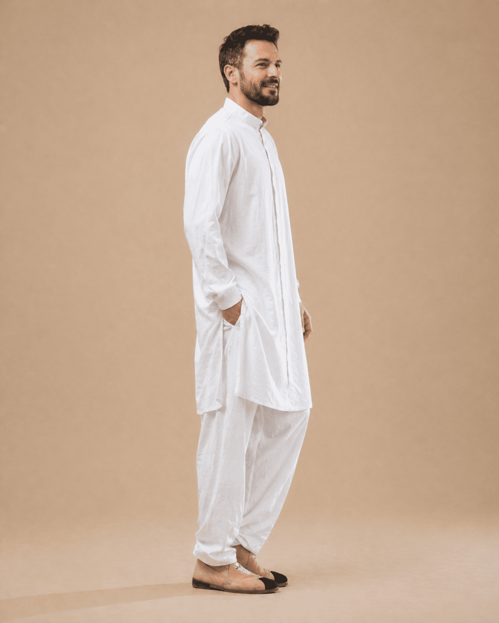 Men’s White Linen Kurta Pajama Set – Classic Summer Ethnic Wear - BYB PREMIUM