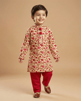 Multicolor Floral Cotton Kurta Pyjama Set for Boys - BYB PREMIUM