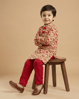 Multicolor Floral Cotton Kurta Pyjama Set for Boys - BYB PREMIUM