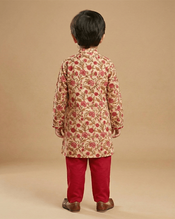 Multicolor Floral Cotton Kurta Pyjama Set for Boys - BYB PREMIUM