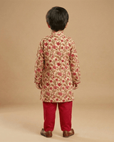 Multicolor Floral Cotton Kurta Pyjama Set for Boys - BYB PREMIUM