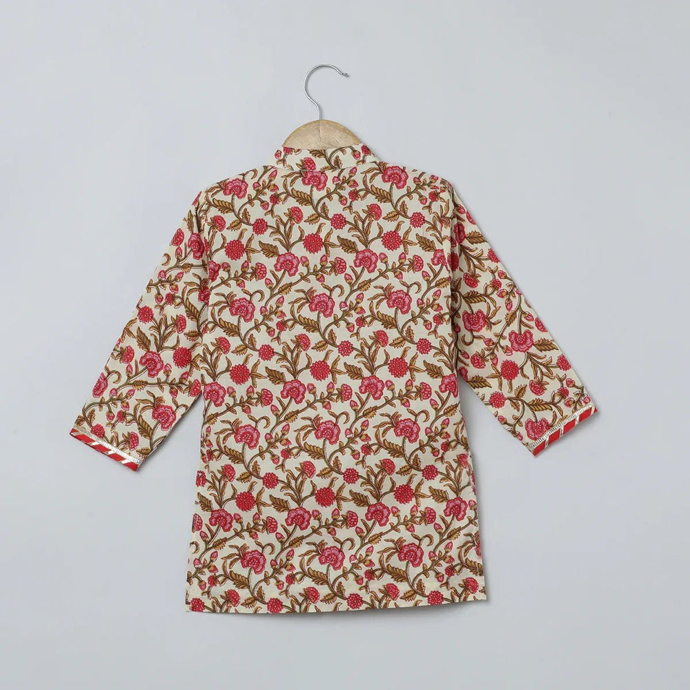 Multicolor Floral Cotton Kurta Pyjama Set for Boys - BYB PREMIUM