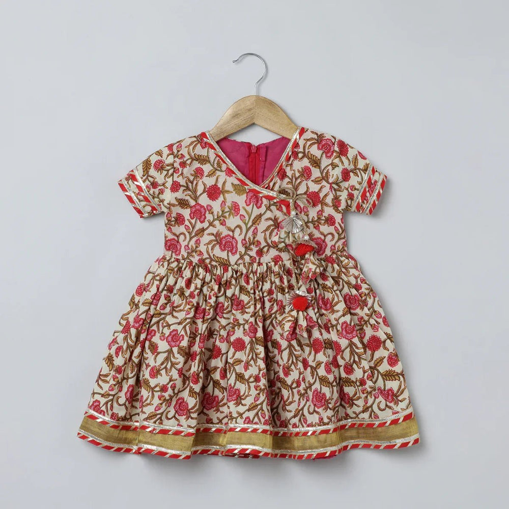 Multicolor Floral Cotton Kurti Sharara Set for Girls with Dupatta - BYB PREMIUM