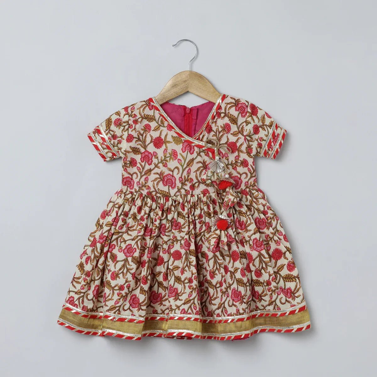 Multicolor floral cotton kurti sharara set for girls with dupatta   byb premium