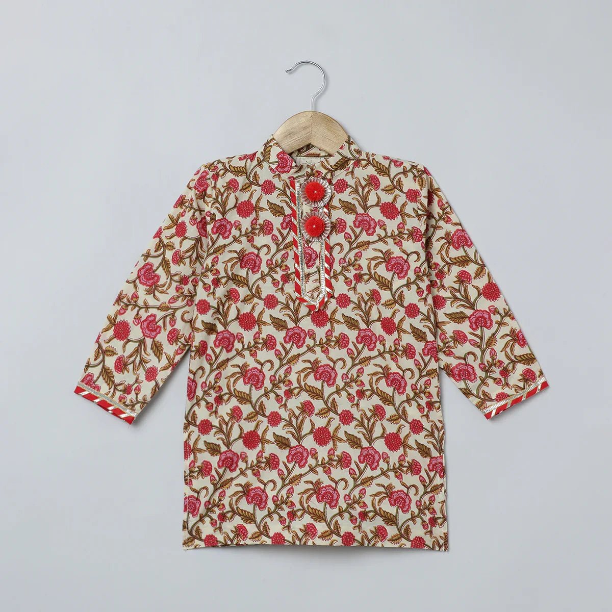 Multicolor Jaipur Floral Print Kurta Pyjama Set for Boys - BYB PREMIUM