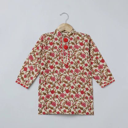 Multicolor Jaipur Floral Print Kurta Pyjama Set for Boys - BYB PREMIUM