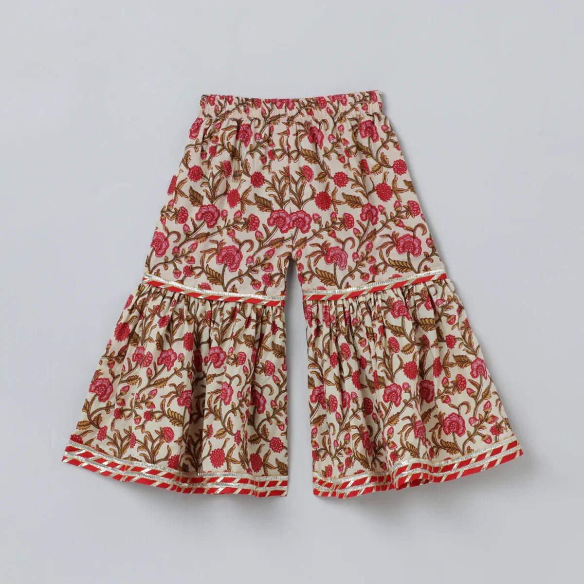 Multicolor Jaipur Floral Printed Kurti Sharara Set for Girls - BYB PREMIUM