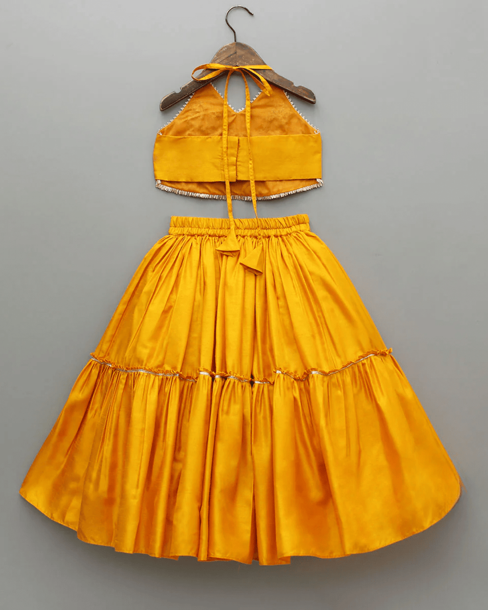 Mustard Dola Silk Hand-Embroidered Lehenga Set for Girl - BYB PREMIUM