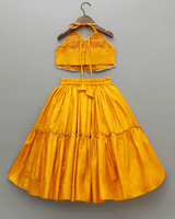 Mustard Dola Silk Hand-Embroidered Lehenga Set for Girl - BYB PREMIUM