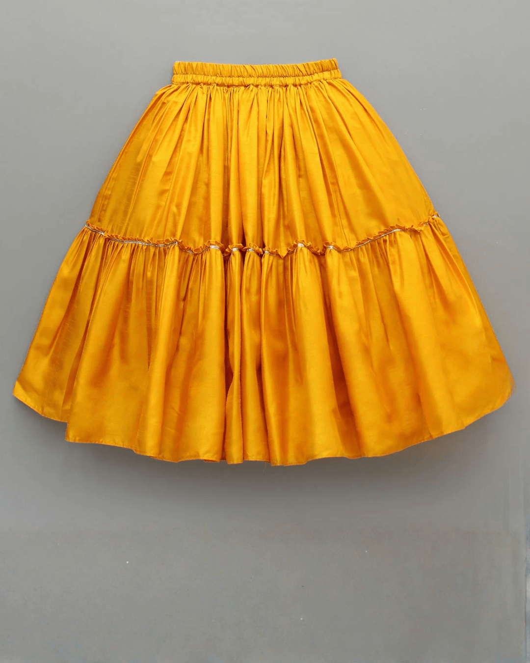 Mustard dola silk hand embroidered lehenga set for girl   byb premium