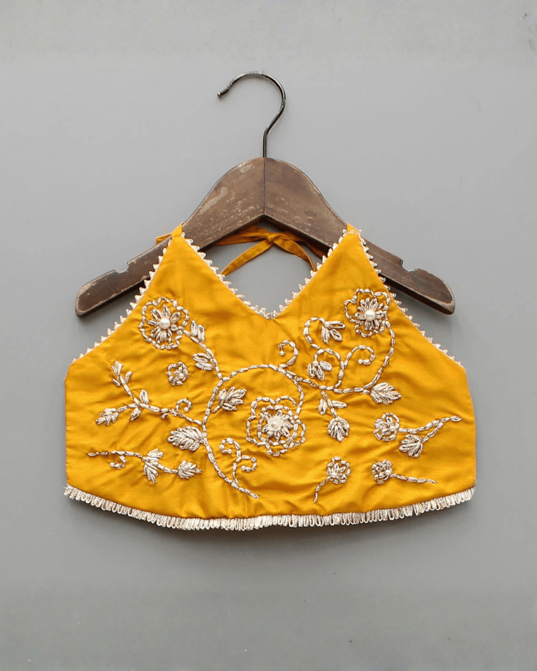 Mustard Dola Silk Hand-Embroidered Lehenga Set for Girl - BYB PREMIUM