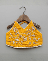 Mustard Dola Silk Hand-Embroidered Lehenga Set for Girl - BYB PREMIUM