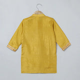 Mustard Yellow Raw Silk Kurta Dhoti Set for Boys - BYB PREMIUM