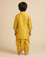 Mustard Yellow Raw Silk Kurta Dhoti Set for Boys - BYB PREMIUM