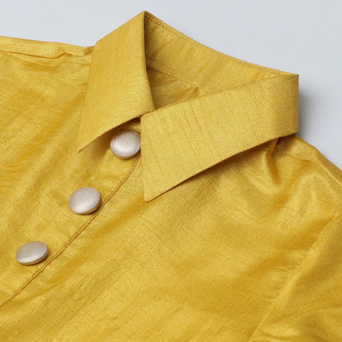 Mustard Yellow Silk Kurta - Pyjama with Embroidered Jacket - BYB PREMIUM