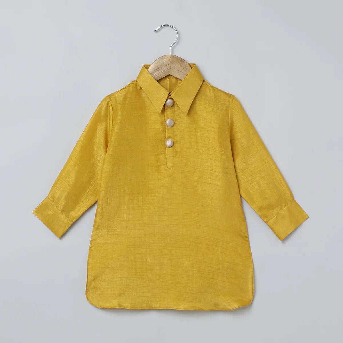 Mustard Yellow Silk Kurta - Pyjama with Embroidered Jacket - BYB PREMIUM