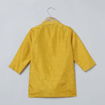 Load image into Gallery viewer, Mustard Yellow Silk Kurta Set for Boys with Lotus Embroidery - BYB PREMIUM
