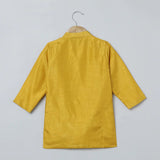 Mustard Yellow Silk Kurta Set for Boys with Lotus Embroidery - BYB PREMIUM