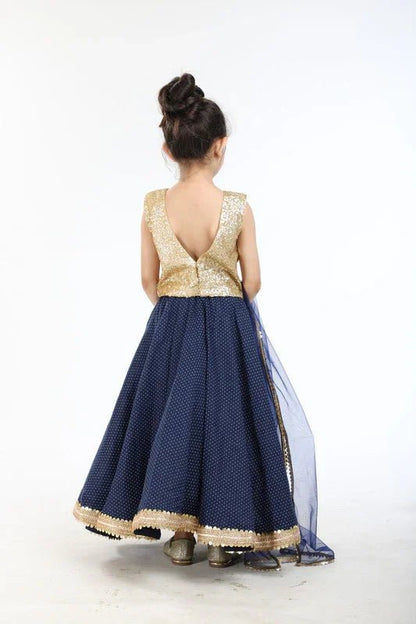 Navy Blue Polka & Sequin Lehenga Set - BYB PREMIUM