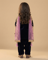 Navy Blue Velvet Kurti Patiala Set for Girls with Dupatta - BYB PREMIUM