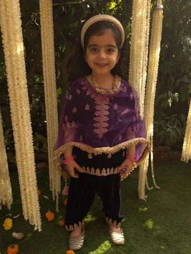 Navy Blue Velvet Kurti Patiala Set for Girls with Dupatta - BYB PREMIUM