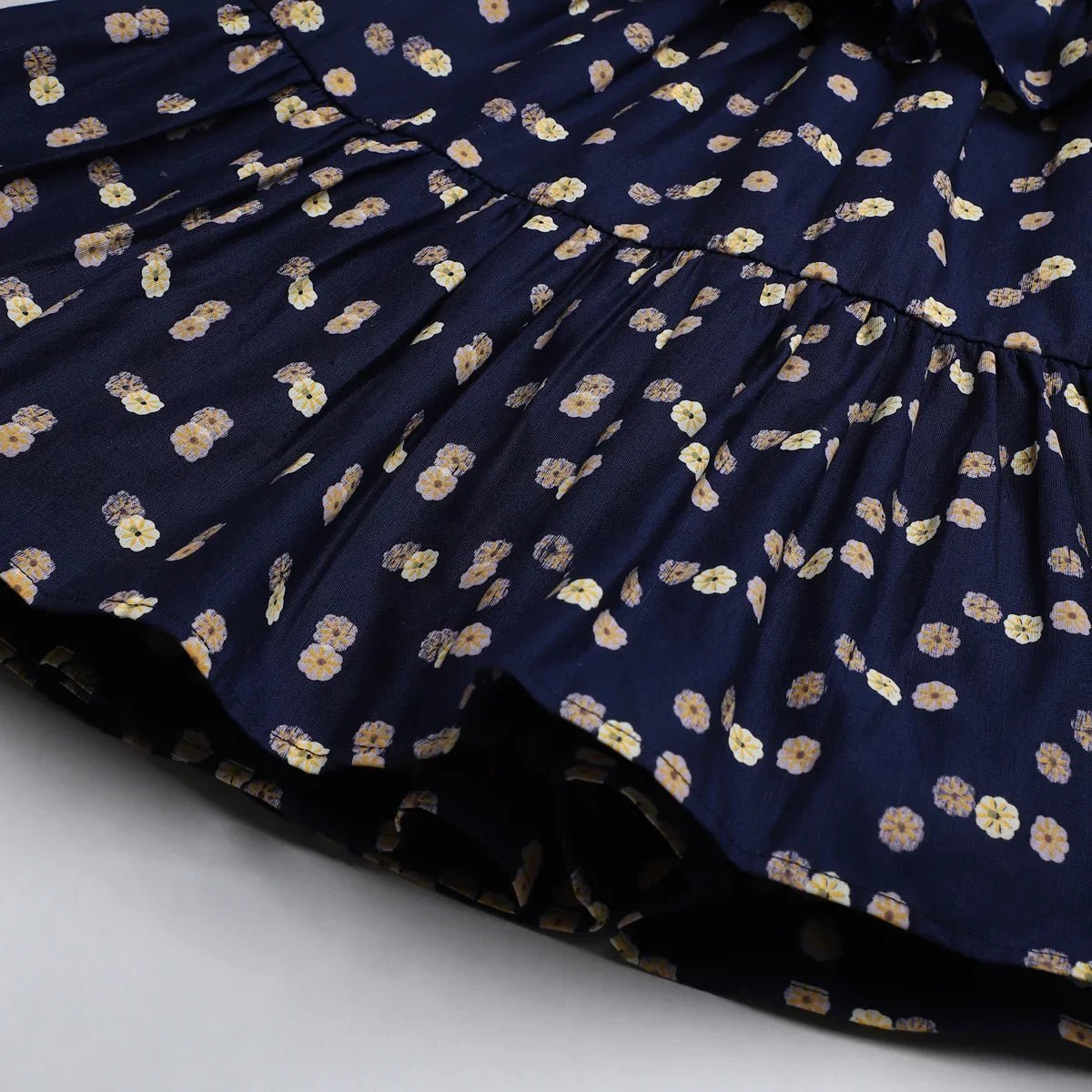 Navy Floral Linen Strap Dress - BYB PREMIUM