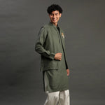 Load image into Gallery viewer, Navy Linen Kurta Pyjama Set for Men - BYB PREMIUM
