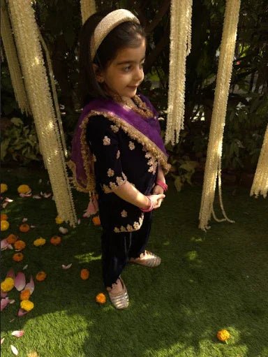 Navy Velvet Patiala Kurti Set - BYB PREMIUM