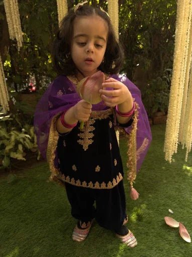 Navy velvet patiala kurti set   byb premium