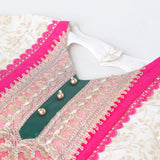 Off-White Chanderi Lehenga Set for Girls with Contrast Lace & Dupatta - BYB PREMIUM
