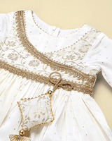 Off White Chanderi Silk Anarkali Dress for Girls with Dupatta - BYB PREMIUM