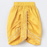 Off-White Cotton Kurta Dhoti Set for Babies with Moti & Gota Work - BYB PREMIUM