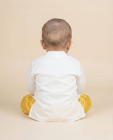 Off-White Cotton Kurta Dhoti Set for Babies with Moti & Gota Work - BYB PREMIUM