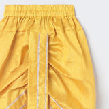 Off-White Cotton Kurta Dhoti Set for Babies with Moti & Gota Work - BYB PREMIUM