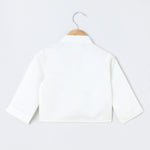 Load image into Gallery viewer, Off-White Cotton Kurta Dhoti Set for Babies with Moti &amp; Gota Work - BYB PREMIUM
