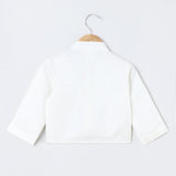 Off-White Cotton Kurta Dhoti Set for Babies with Moti & Gota Work - BYB PREMIUM