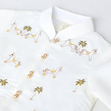 Off-White Cotton Kurta Dhoti Set for Babies with Moti & Gota Work - BYB PREMIUM