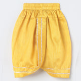 Off-White Cotton Kurta Dhoti Set for Babies with Moti & Gota Work - BYB PREMIUM