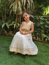 Off white halter brocade embellished top and skirt set - BYB PREMIUM