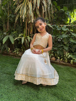 Load image into Gallery viewer, Off white halter brocade embellished top and skirt set - BYB PREMIUM
