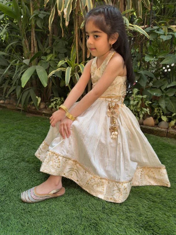 Off white halter chandler   skirt and embroidered top set   byb premium