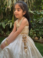 Load image into Gallery viewer, Off white halter chandler-skirt and embroidered top set - BYB PREMIUM
