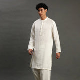 Off-White Linen Kurta Pyjama Set for Men - BYB PREMIUM
